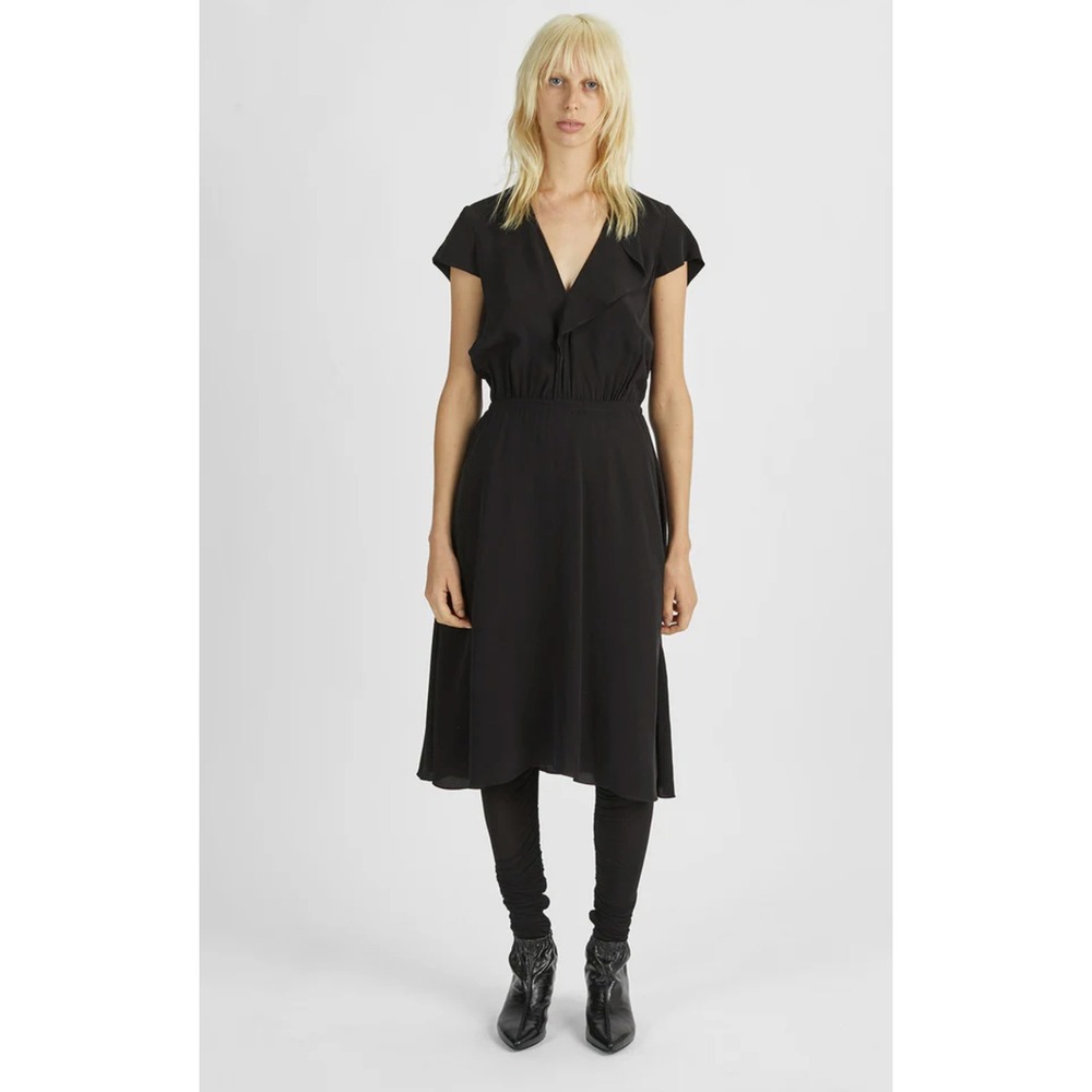 Isabel Marant Étoile West Asymmetrical Hem Dress Size 40 Black Midi